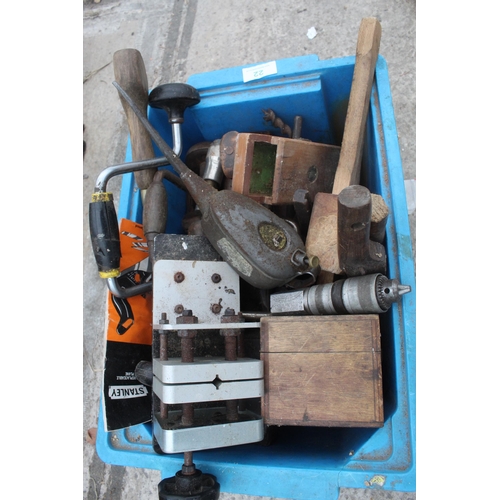 22 - BOX OF VARIOUS PLANES AND WOOD WORK TOOLS  NO VAT