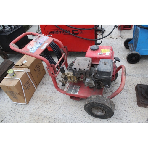 37 - CLARKE PETROL POWER WASHER WITH HOSE - NO VAT