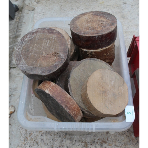 5 - BOX OF VARIOUS WOOD FOR TURNING  NO VAT