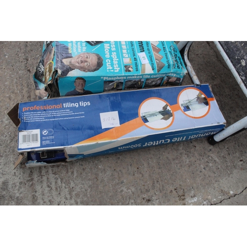 61 - ELECTRIC & MANUAL TILE CUTTER & 2 TREAD STEPS - NO VAT