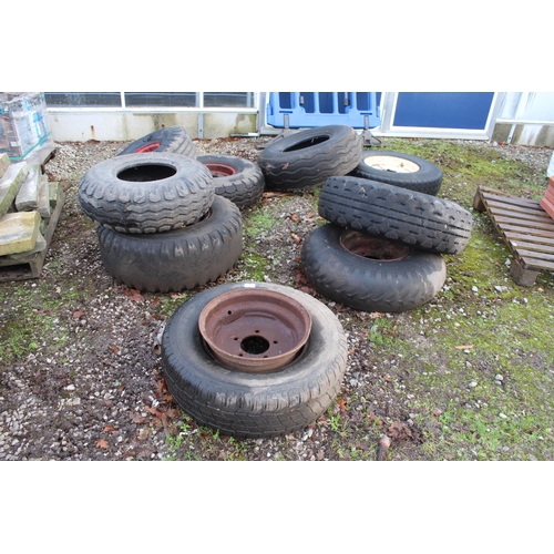 1014 - 9 VARIOUS WHEELS AND TYRES  NO VAT