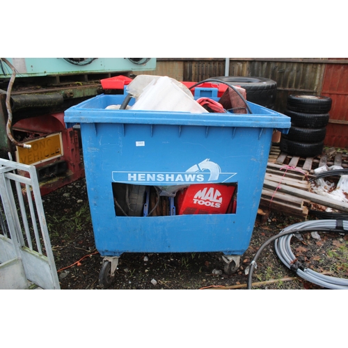 1025 - WASTE BIN, 15 WHEELS AND TYRES, PIPING  NO VAT