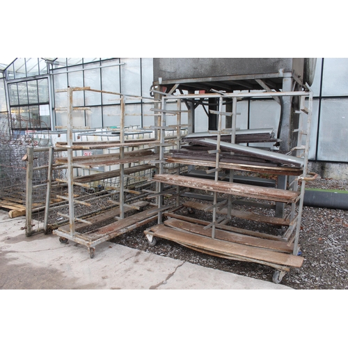 1066 - 3 TROLLEYS WITH SHELVES  + VAT