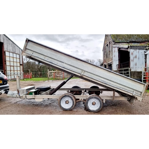 262 - GAMIC TIPPING TRAILER 12' X 6' ELECTRIC TIP WITH BATTERY WITH 8' HEAVY DUTY RAMPS SPARE WHEEL STEEL ... 