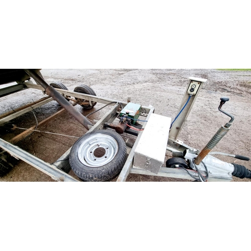 262 - GAMIC TIPPING TRAILER 12' X 6' ELECTRIC TIP WITH BATTERY WITH 8' HEAVY DUTY RAMPS SPARE WHEEL STEEL ... 