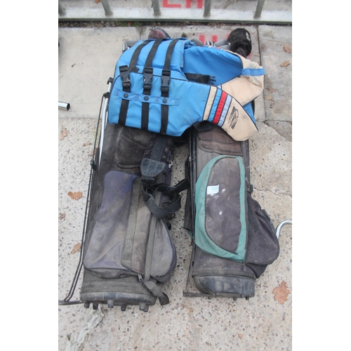 GOLF BAGS, CLUBS AND LIFE JACKET NO VAT