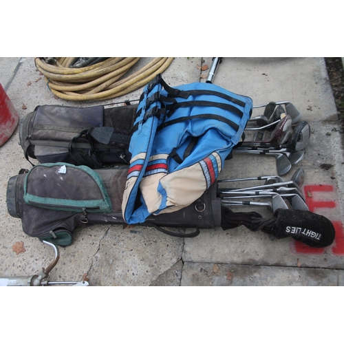 GOLF BAGS, CLUBS AND LIFE JACKET NO VAT
