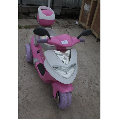 81 - GIRLS ELECTRIC MOPED - HELLO FRIEND WITH CHARGER - (GWO) - NO VAT