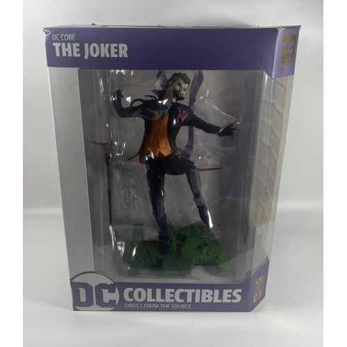 77 - A BOXED DC CORE COLLECTIBLES THE JOKER ON HA BASE COLLECTABLE VINYL PVC 10