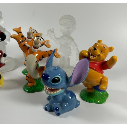 80 - A COLLECTION OF VINTAGE DISNEY CERAMIC AND GLASS FIGURES, MICKEY, MINNIE, STITCH ETC