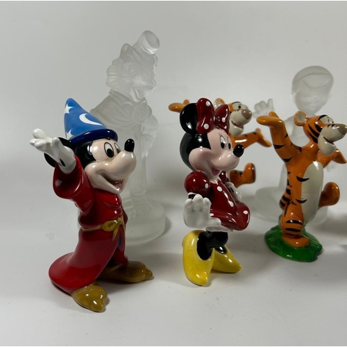 80 - A COLLECTION OF VINTAGE DISNEY CERAMIC AND GLASS FIGURES, MICKEY, MINNIE, STITCH ETC