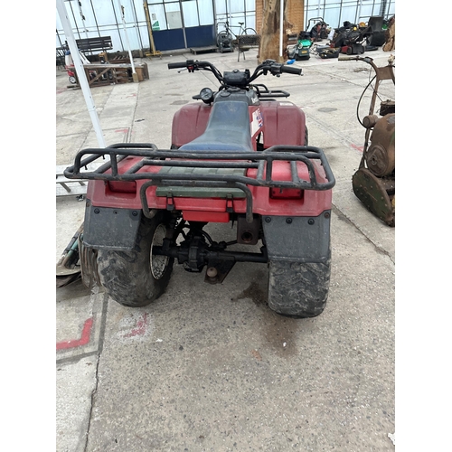 144 - KAWASAKI BAYOU 4X4 QUAD BIKE NEEDS A NEW BATTERY BUT STARTS WITH THE PULL CORD FRONT BRAKES IN NEED ... 