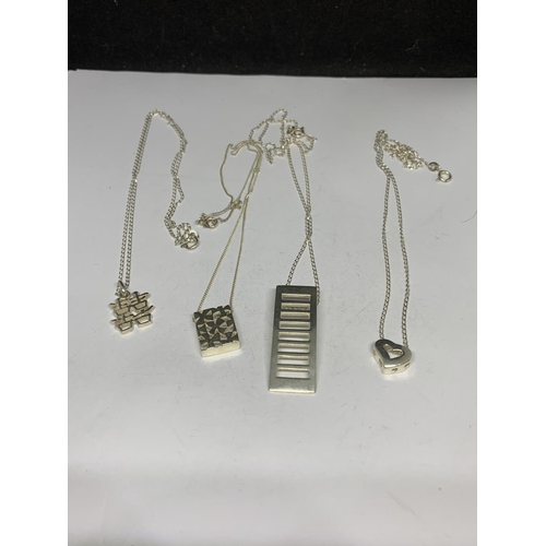 111 - FOUR ASSORTED SILVER NECKLACES