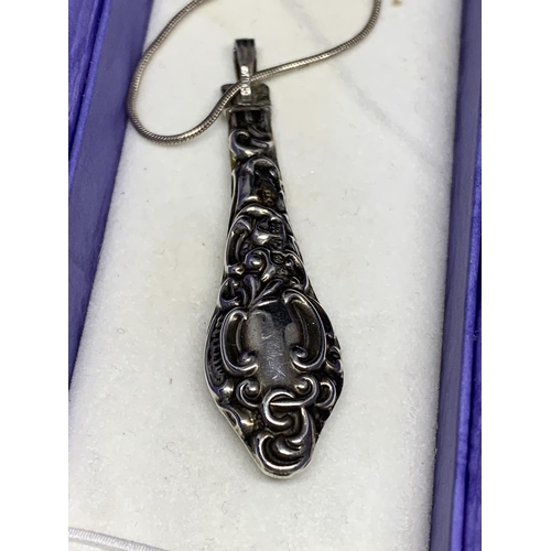 62 - A BOXED SILVER NECKLACE, CHESTER HALLMARK