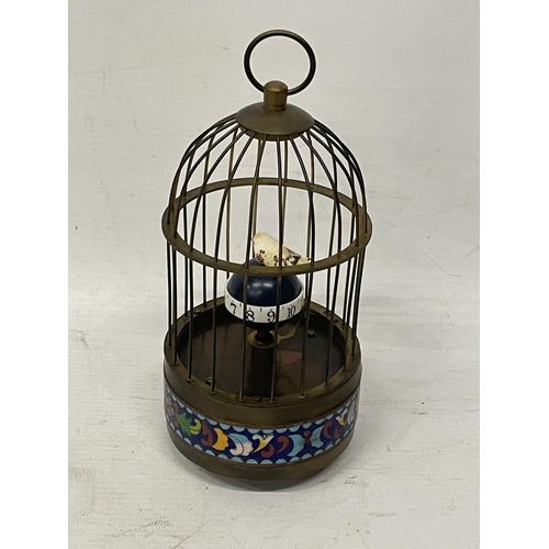 132 - A MECHANICAL BRASS BIRD CAGE CLOCK