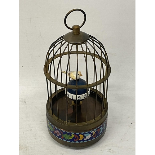 132 - A MECHANICAL BRASS BIRD CAGE CLOCK