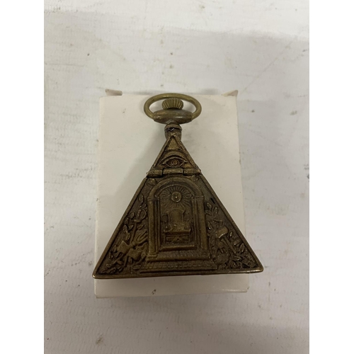 9 - A MASONIC TRIANGULAR POCKET WATCH