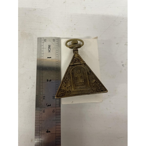 9 - A MASONIC TRIANGULAR POCKET WATCH