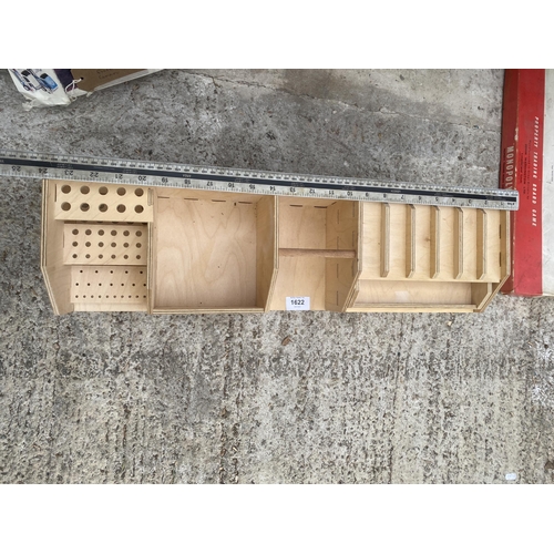 1622 - A WOODEN DESK TIDY STORAGE UNIT