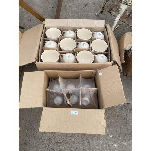 1789 - A LARGE QUANTITY OF AS NEW COFFEE CUPS AND TEAPOT LIDS ETC