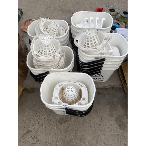 1796 - A LARGE QUANTITY OF NEW PLASTIC MOP BUCKETS WITH WARNING