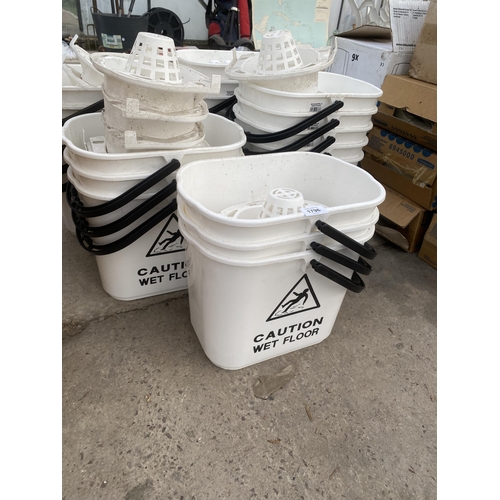 1796 - A LARGE QUANTITY OF NEW PLASTIC MOP BUCKETS WITH WARNING