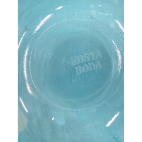 133 - A KOSTA BODA HEAVY BLUE SWIRL GLASS BOWL