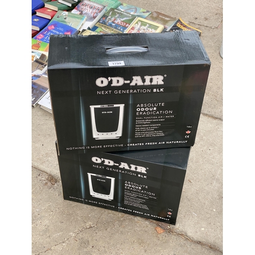 1799 - TWO NEW AND BOXED O'D-AIR AIR PURIFIERS