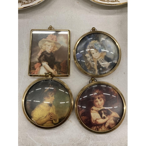 181 - FOUR VINTAGE PRINTED PORTRAIT MINIATURES