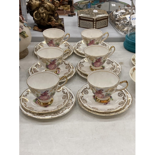 182 - SIX VINTAGE CHINA 'CRINOLENE LADY' TRIOS