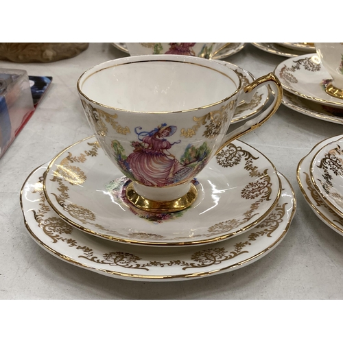 182 - SIX VINTAGE CHINA 'CRINOLENE LADY' TRIOS