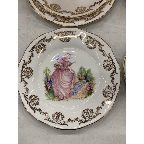 182 - SIX VINTAGE CHINA 'CRINOLENE LADY' TRIOS