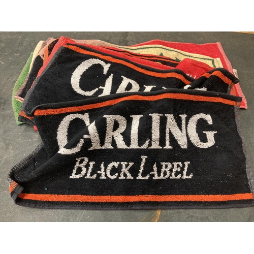 226 - A COLLECTION OF BREWERY BAR TOWELS TO INCLUDE CARLING, RED ROCK ABBOT ALE ETC - 14 IN TOTAL