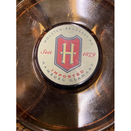 233 - THREE HOLSTEN BIER GLASS ASHTRAYS