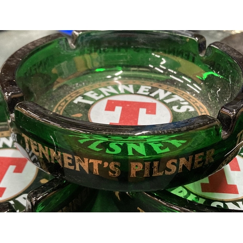 237 - THREE TENNENT'S GLASS ASHTRAYS