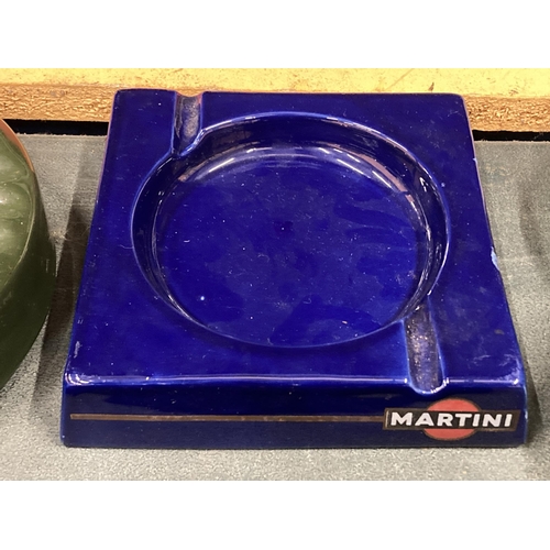 253 - THREE CERAMIC ASHTRAYS TO INCLUDE MARTINI, DEWARS AND ZAMOYSKI