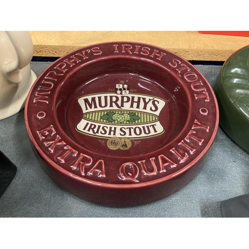 257 - THREE CERAMIC ASHTRAYS TO INCLUDE OLD SPECKLED HEN, MURPHY'S AND SPECIAL VAT CIDER