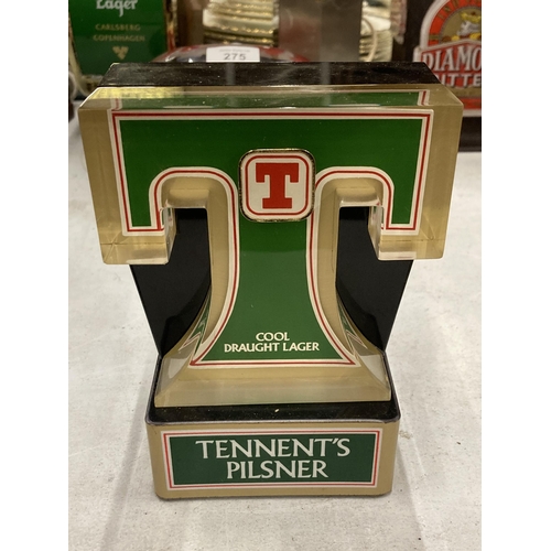 274 - THREE BEER BAR FONTS TO INCLUDE YOUNGER'S MILD, TENNENT'S PILSNER AND ALLBRIGHT BITTER