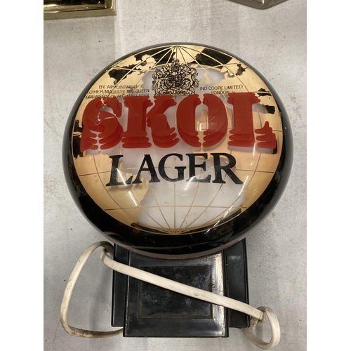 275 - THREE LAGER BEER FONTS TO INCLUDE CARLSBERG, TENNENT'S PILSNER AND SKOL