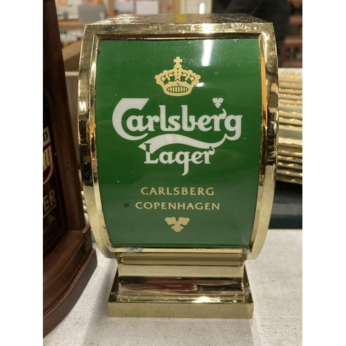 275 - THREE LAGER BEER FONTS TO INCLUDE CARLSBERG, TENNENT'S PILSNER AND SKOL