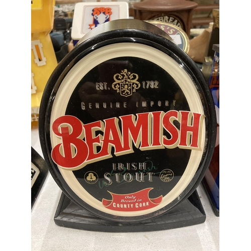 276 - THREE BEER BAR FONTS TO INCLUDE CHESTERS MILD, BEAMISH IRISH STOUT AND WHITBREAD AMBER LIGHT