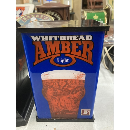 276 - THREE BEER BAR FONTS TO INCLUDE CHESTERS MILD, BEAMISH IRISH STOUT AND WHITBREAD AMBER LIGHT