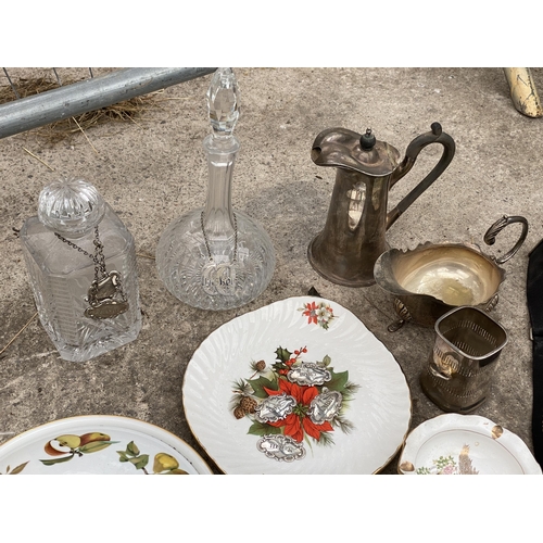 1654 - AN ASSORTMENT OF ITEMS TO INCLUDE DECANTER LABELS, CAMERAS AND SILVER PLATE ITEMS ETC