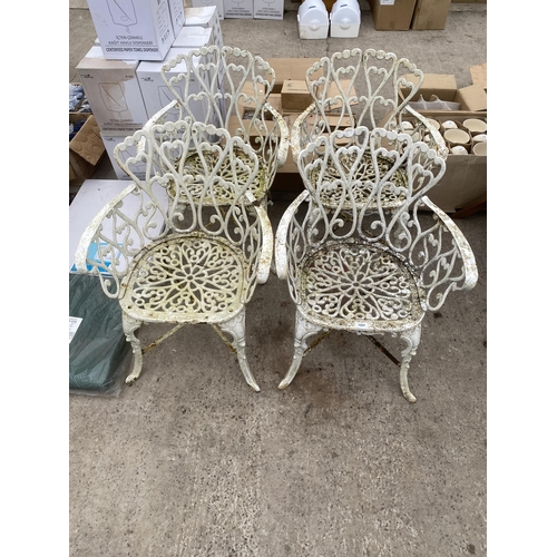 1664 - FOUR VINTAGE CAST ALLOY CARVER BISTRO CHAIRS