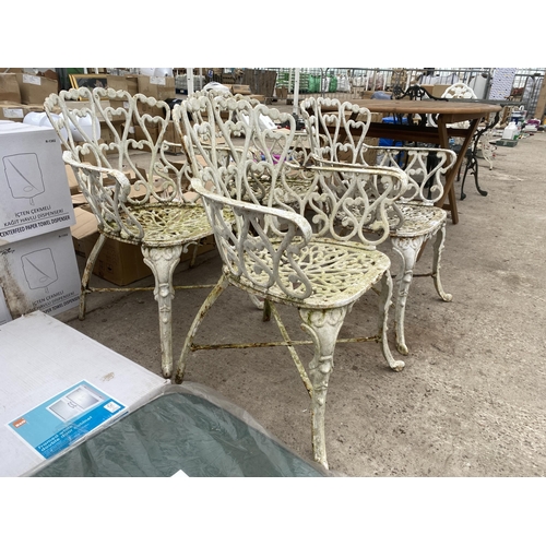 1664 - FOUR VINTAGE CAST ALLOY CARVER BISTRO CHAIRS