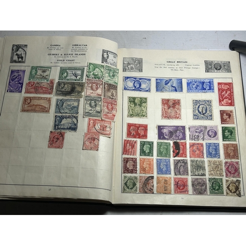 374 - A CAVALIER STAMP ALBUM CONTAINING A COLLECTION OF VARIOUS WORLD STAMPS