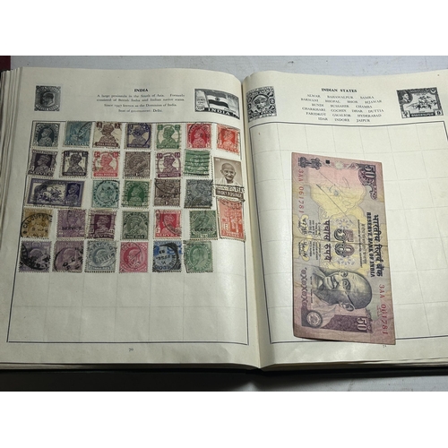 374 - A CAVALIER STAMP ALBUM CONTAINING A COLLECTION OF VARIOUS WORLD STAMPS