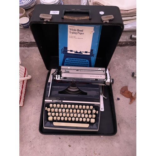 1875 - A RETRO ADLER GABRIELE 35 TYPE WRITER WITH CARRY CASE