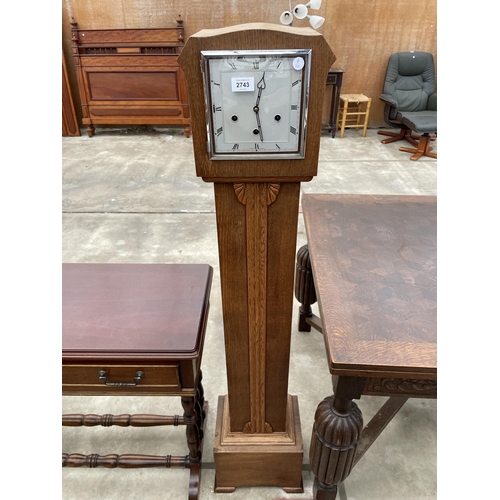 OAK newest SMITHS ANTIQUE ENGLISH ART CLOCK WITH KEY