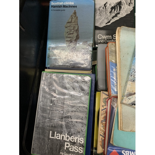 1015 - A BOX OF ASSORTED BOOKS AND MAPS, ROCK CLIMBING INTEREST